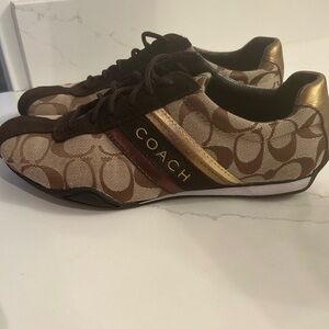 Coach Brown & Gold Signature Logo Sneakers